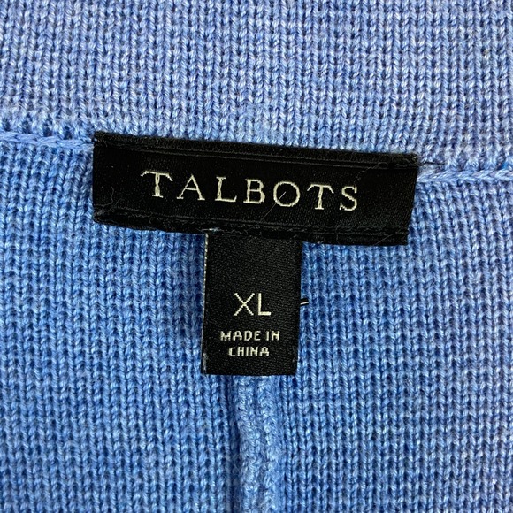 Talbots Knit Sweater Blazer Jacket Women's XL Career Office Periwinkle Blue - Picture 3 of 5